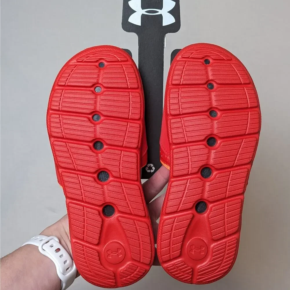 NWT Under Armour Mercenary Slides Size 2 Youth Red Water Shoes 3026154-600